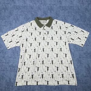 Vintage Consensus Golf Polo Shirt Mens XXL All Over Golfer Print 100% Cotton